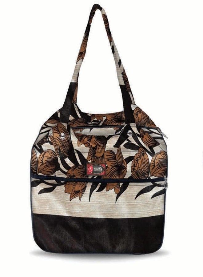 Temoli Handbag or Travel Bag for carrying things or also used as a office bag or college bag,Big Flower & Beige,1 Pcs - Image 1